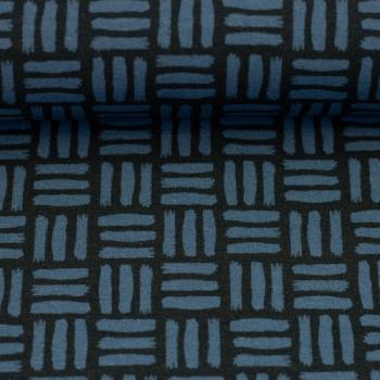 Preview: French Terry Sommersweat Wabi Grid Pinselstriche in Anthrazit